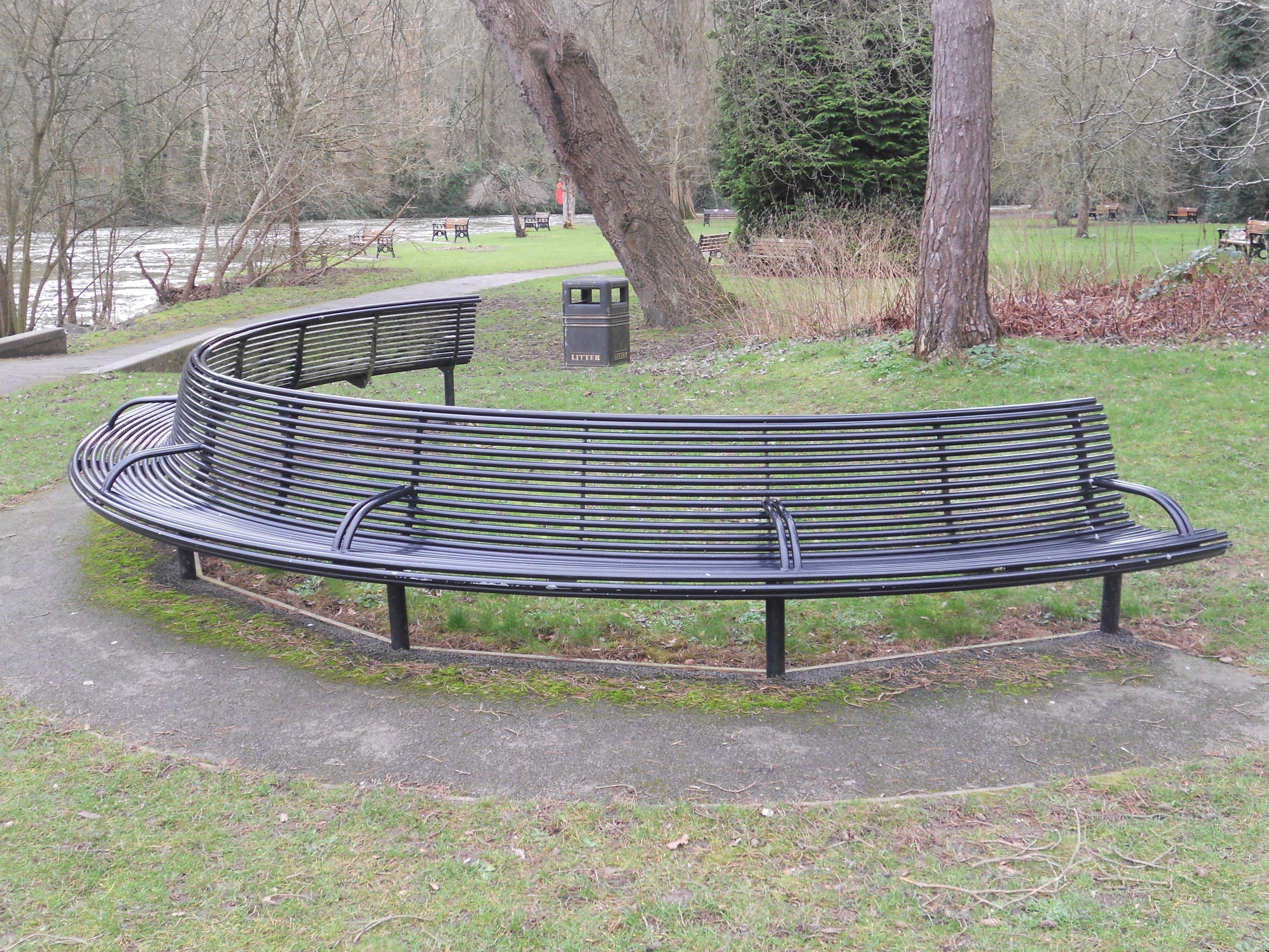 unusual curved seat at Ray Mill Island