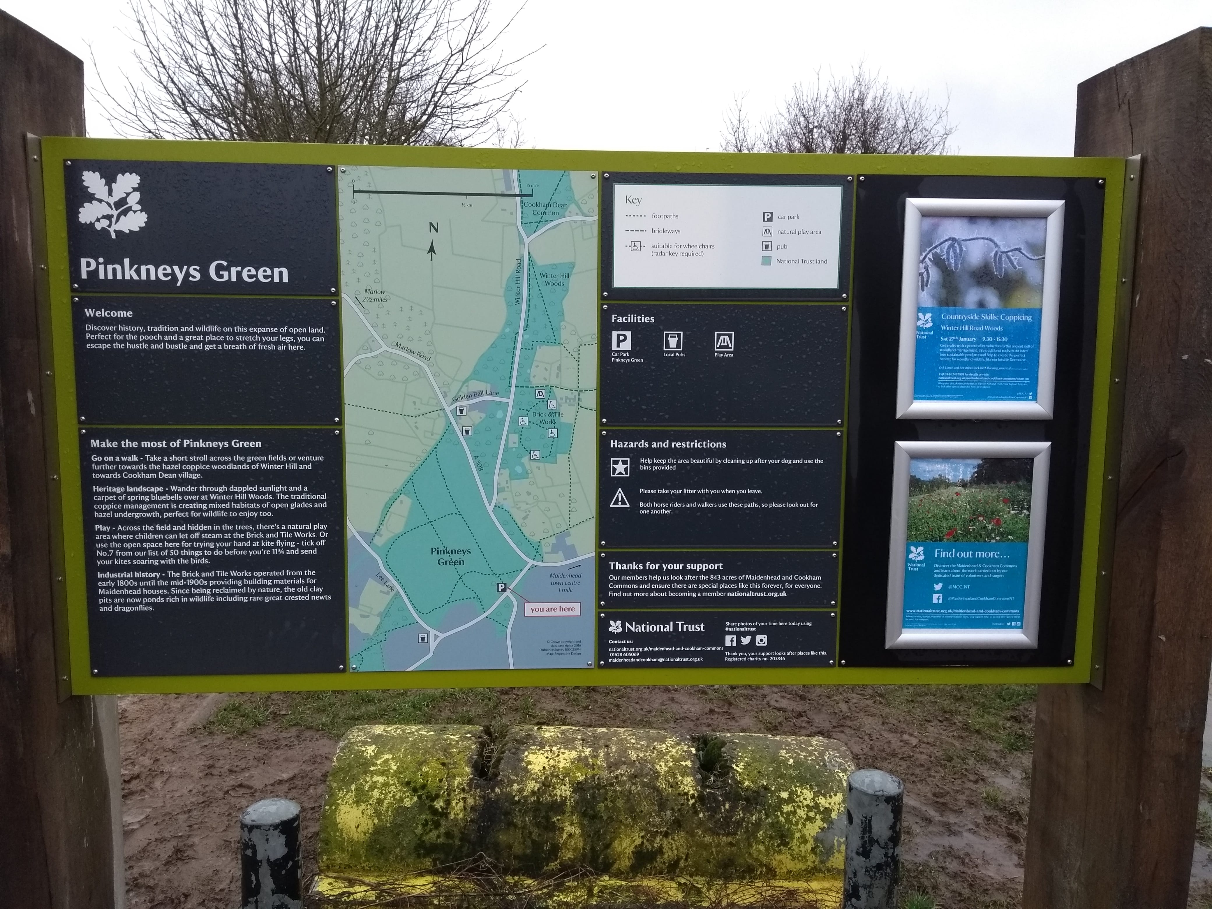 Pinkneys Green National Trust signage