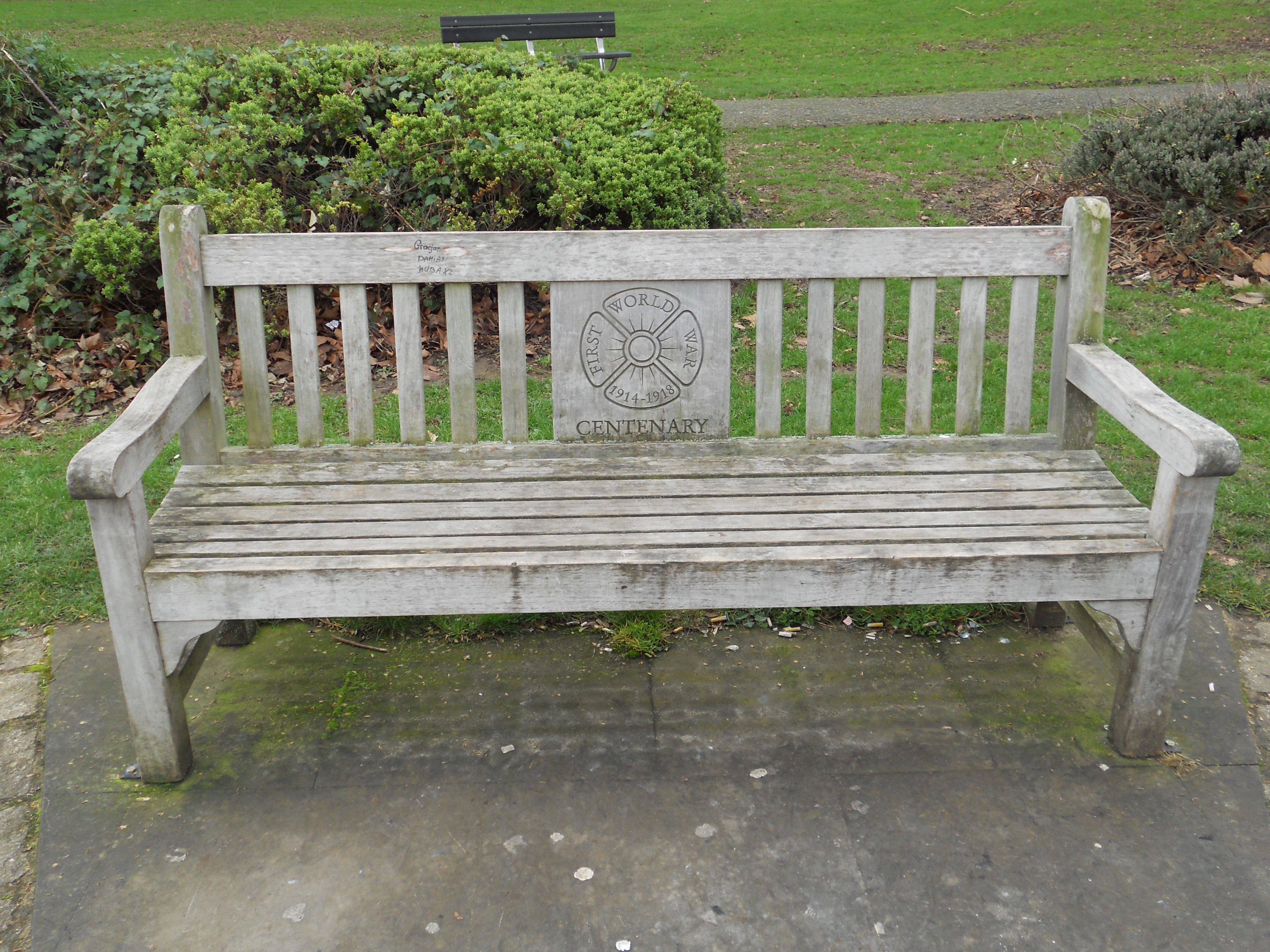 World War One Memorial seat