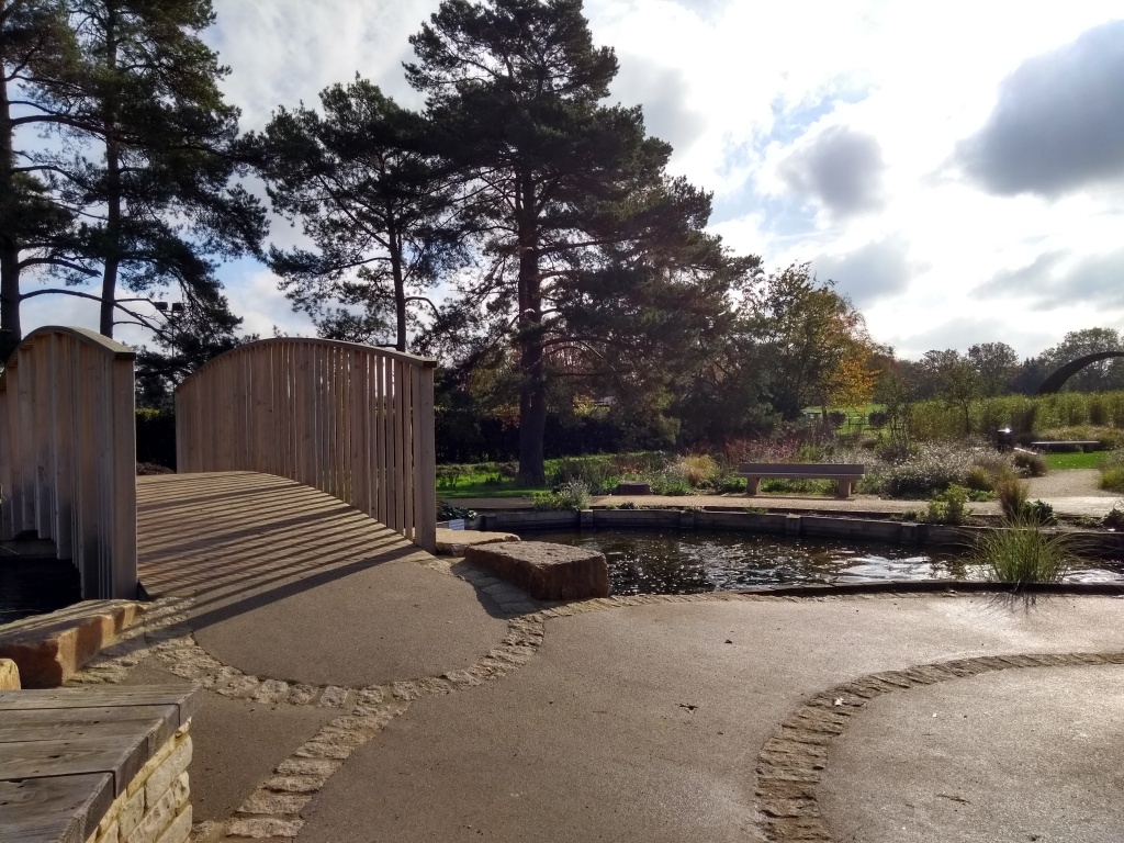 Sir Nicholas Winton Memorial Garden pond and bridge