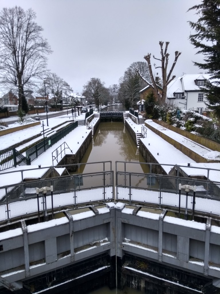 Boulters Lock in the snow