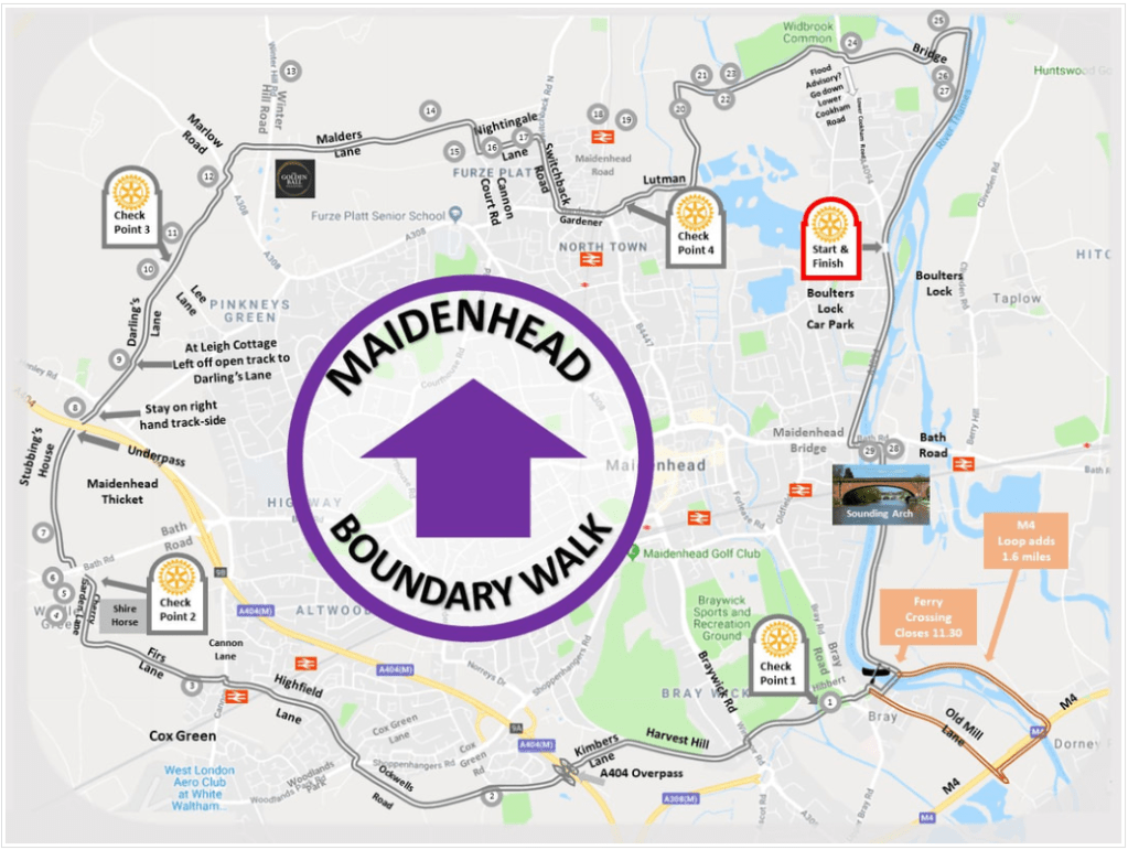 Official Boundary Route map from Maidenhead Rotary